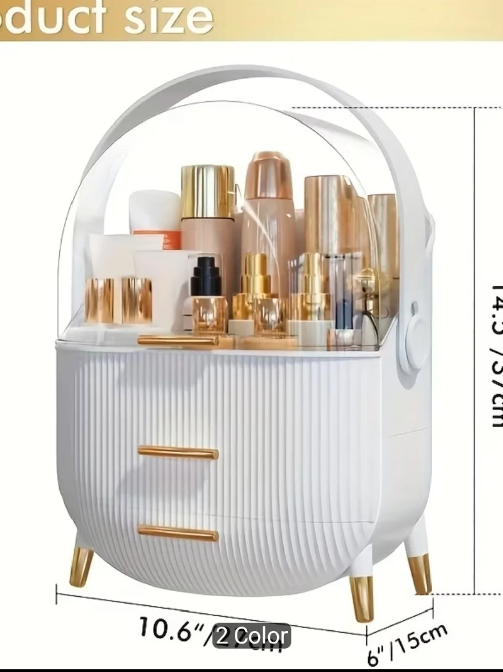 Pink Cosmetic Organizer Caddy with Clear Lid - Women Makeup/Bath And Body